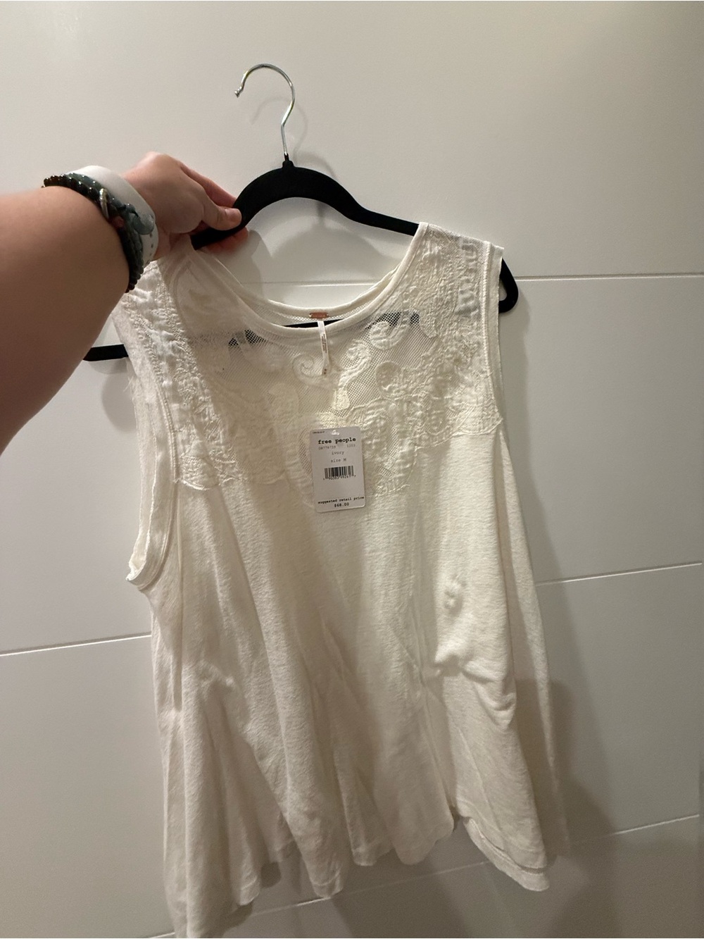 Free People Ivory Embroidered Tank Top ๐คโจ - Picture 1 of 3
